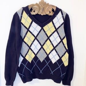 VINTAGE 90s Y2K Argyle Tennis Prep Preppy Sweater